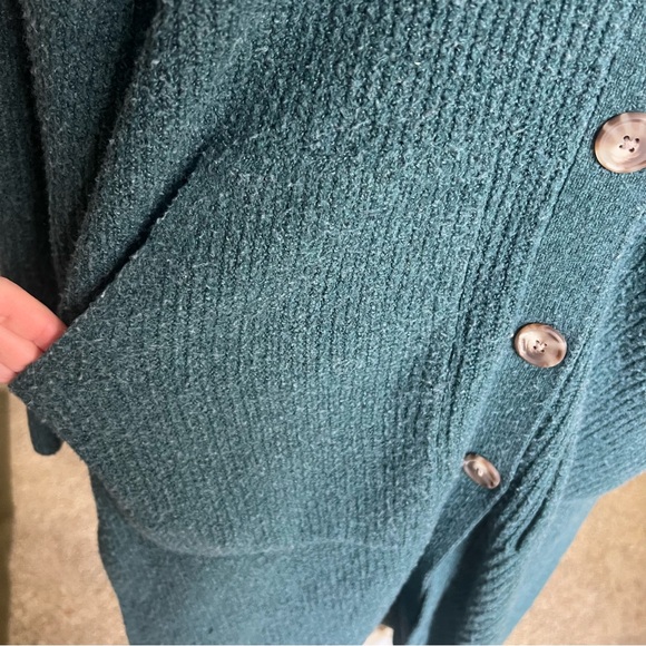 AVA & VIV Green Open Ribbed Cardigan Sweater Duster Long 1X Ultrasoft - Picture 8 of 12